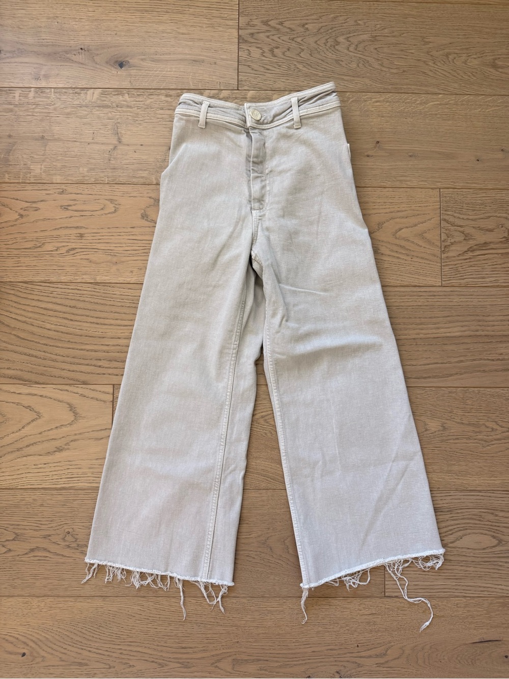 Zara Wide-Leg High-Rise marine straight Jeans in Light Beige